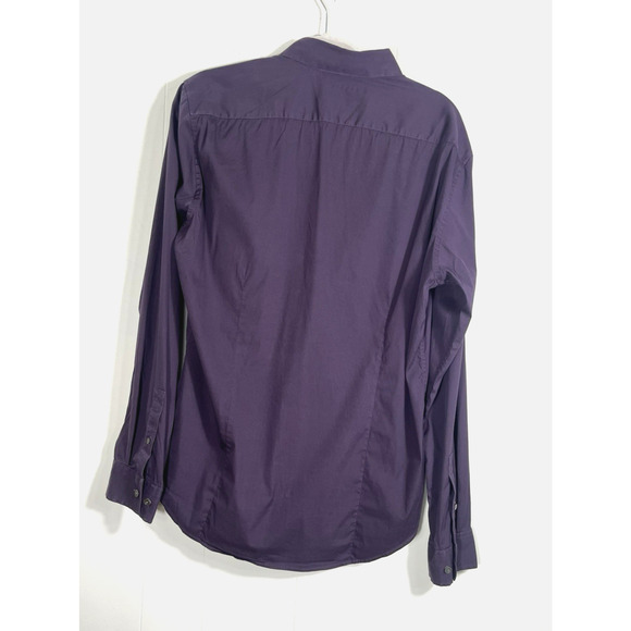 Theory Sylvain Wealth Shirt Poplin Knit Button Up Stretch Purple Size Large - Picture 2 of 10
